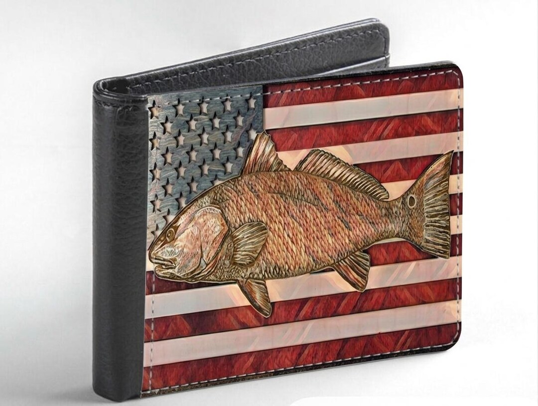 Men’s Wallet , Redfish Art on Wallet Wallet Bifold Printed Men’s Wallet ...