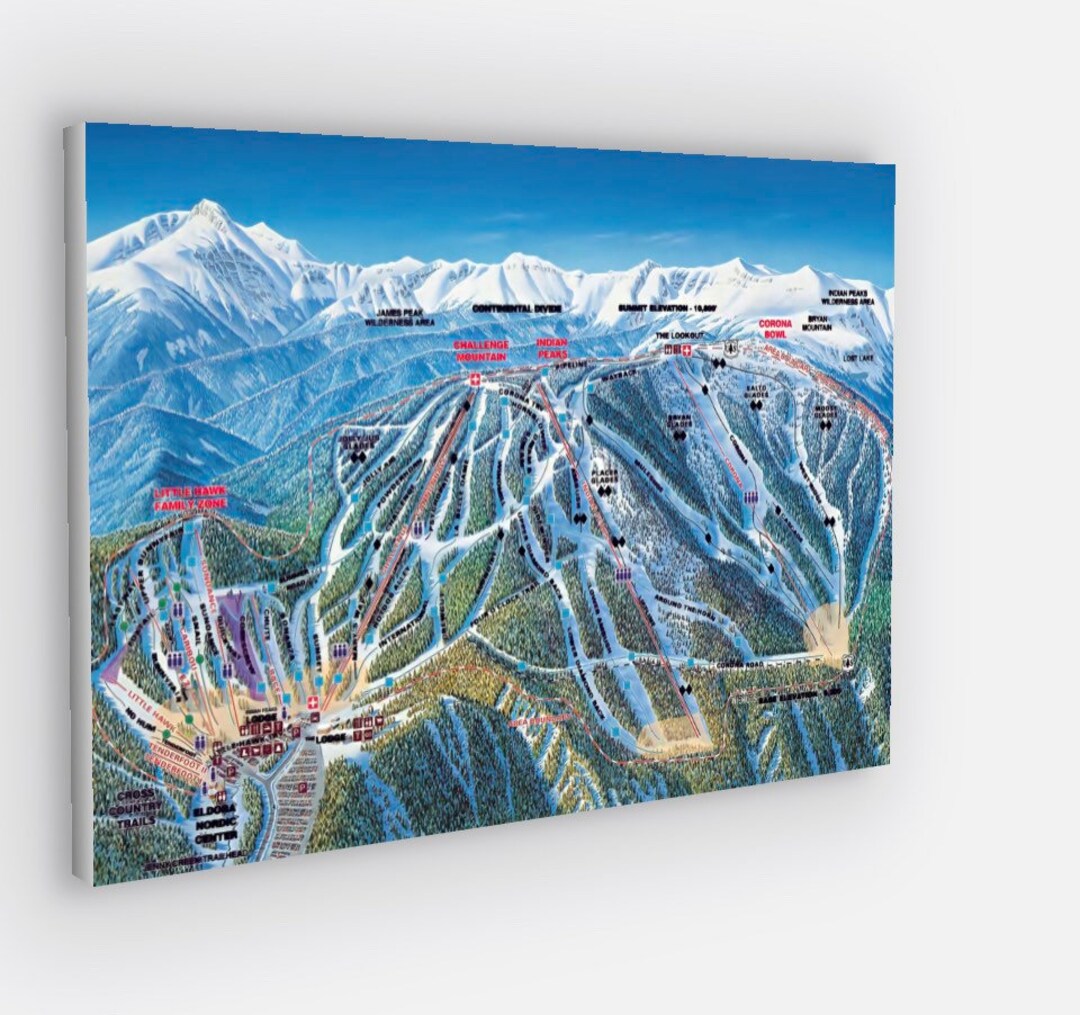 Eldora Colorado Ski Trail Map Canvas Wrap, 12x18 Wall Art Eldora