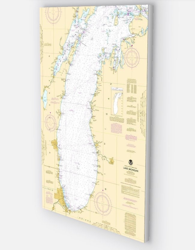 Lake Michigan Nautical Map / Chart Canvas Nautical Map / Chart Great