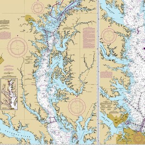 Chesapeake Bay Nautical Chart Canvas Print , Color Chesapeake Bay Map ...