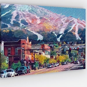 Steamboat Springs Colorado Schispur Karte Leinwandverpackung, 16 "x 20" Wandkunst, Steamboat Springs Colorado Fine Art auf Leinwand Steamboat Springs Art