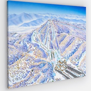 Beech Mountain North Carolina Ski Trail-kaart Canvas wrap, 16 x 20 inch muurkunst Beech Mountain canvas muurkunst, Beech Mountain Fine Art
