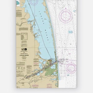 Port isabel, south padre island, laguna vista, port mansfield, laguna madre, texas - nautische kaart - gedrukt op canvas, gratis verzending