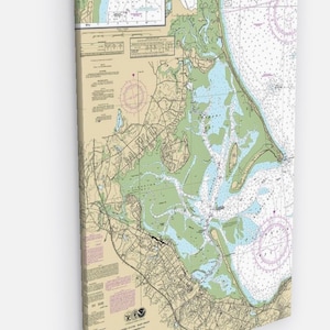 Plymouth, Kingston, Duxbury, Cape Cod Bay, Saquish Neck, Green Hafen Massachusetts Seekarte / Karte - Gedruckt auf Leinwand Versandkostenfrei