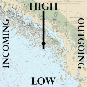 Custom tide clock, nautical chart, for any coast, Custom tide clock. Nautical Map Tide Clock  Canvas Prints 12"  x  12" Canvas, All Areas
