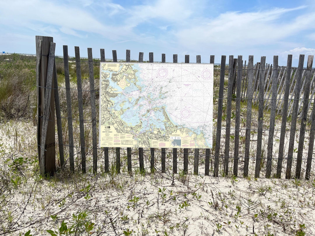 Boston Harbor Nautical Chart Canvas , Boston Harbor Nautical Chart Art