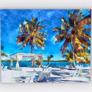Aquarelles Islamorada - Imprimées sur une toile de 24 x 36 po. | Florida Keys sur toile islamorada floride, Florda Keys Art