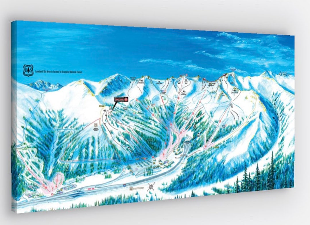 Loveland Ski Area Colorado Ski Trail Map Canvas Wrap, 12x24 Loveland ...