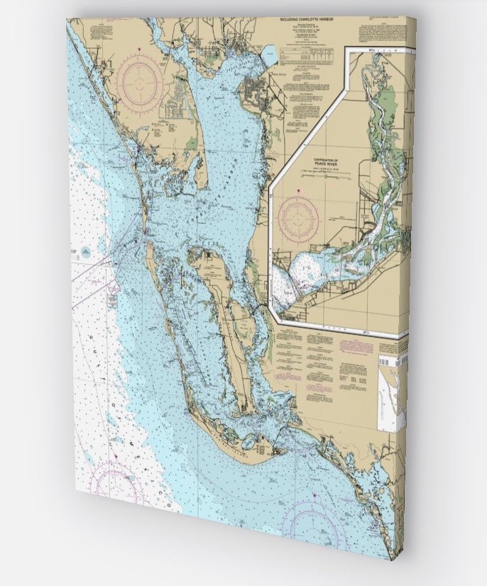 Sanibel Island Nautical Chart on Canvas , Sanibel Island Florida