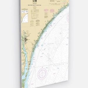 Wilmington, Carolina Beach, Kure Beach, Wrightsville Beach, North Carolina - Seekarte - Gedruckt auf Leinwand versandkostenfrei