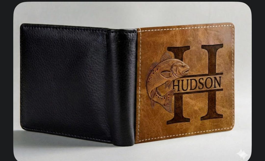 Personalized Mens Wallet, Engraved Wallet, Redfish Personalized ...