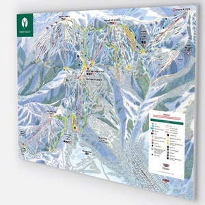 Deer Valley-skigebied (Utah) kunst Deer Valley-skiroutekaarten canvasdoek, 19" x 28" Deer Valley-skiroutekaarten, Deer Valley-kaarten, gratis verzending