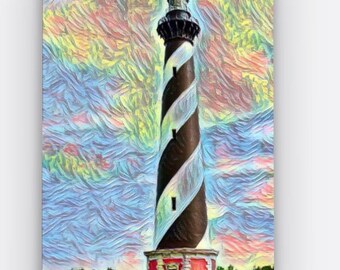 Vuurtoren Cape Hatteras, Frisco, Hatteras Island, North Carolina - Vuurtorens kunst North Carolina - Gedrukt op canvas 24" x 36"