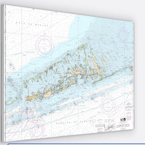 The Florida Keys NOAA 30" x 40" nautische canvasafdruk Florida - nautische kaart / kaart - gedrukt op canvas, gratis schip, Key West-zeekaart
