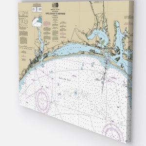 Swansboro, Morehead City, Emerald Isle, Newport, Atlantic Beach North Carolina - Mappa nautica / Carta - Stampata su tela, spedizione gratuita