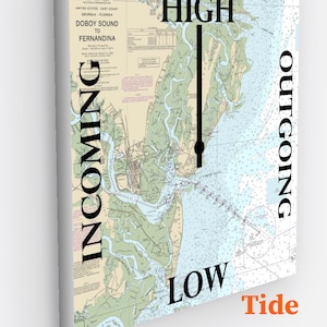 Horloge des marées emplacement personnalisé Horloge des marées Horloge murale nautique Décoration nautique Cadeau côtier Art mural Impressions sur toile Cartes marines personnalisées N'importe quelle carte