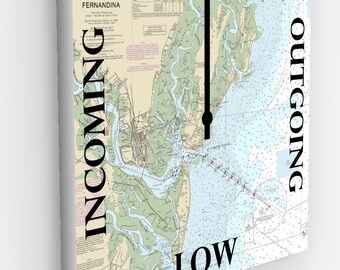 Tide Clock Custom Location Tide Clock Nautical Wall Clock Nautical Decor Coastal Gift Wall Art Canvas  Prints Custom Nautical Charts Any Map