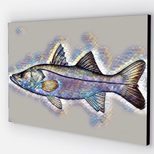 Snook Fish art canvas Snook fishing prints Canvas prints 16”x26”snook sport fish canvas art, Snook Fish Mounts