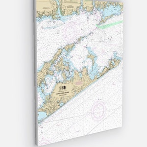 Long Island Sound, New Haven, Greenport, Branford, Sag Hafen, Flusskopf, Guilford - Seekarte/Karte - Gedruckt auf Leinwand Versandkostenfrei