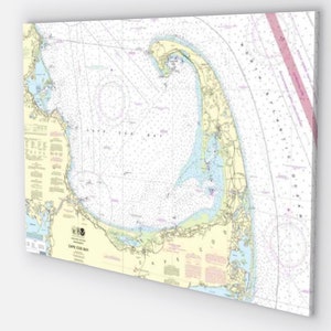 Cape Cod Seekarte Leinwanddrucke, Cape Cod Kunstdrucke auf Leinwand, Plymouth & Provinztown Seekarte/Charts Prints 24"x36"