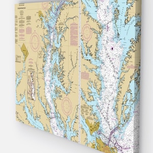 Chesapeaches Bay Seekarte, Karte 12280, Chesapeaches Bay Kunst auf Leinwand - Seekarte - Leinwand 24 "x 18"