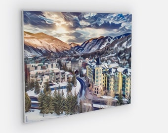 Vail Colorado art Canvas wrap, 18” x 24” wall art, vail  Colorado Fine art on canvas Vail Villiage Downtown art