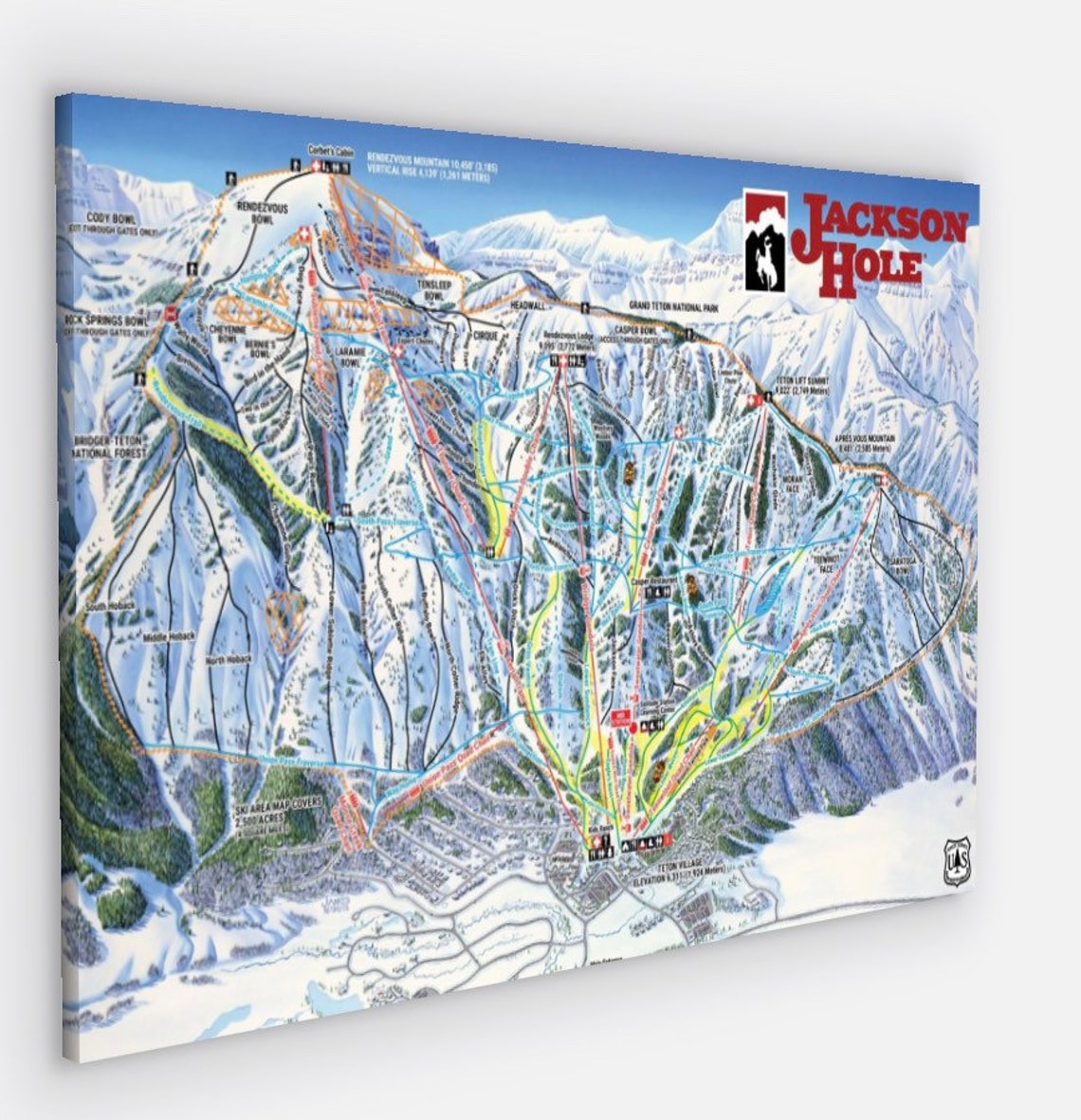 Jackson Hole Canvas Trail Map 24x36canvas Wrap With Mirrow - Etsy