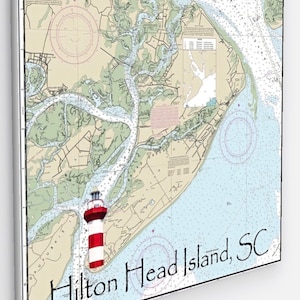 Hilton Head Island NauticalChart Canvas wrap, Hilton Head Island Carolina do Sul Carta náutica 20x16