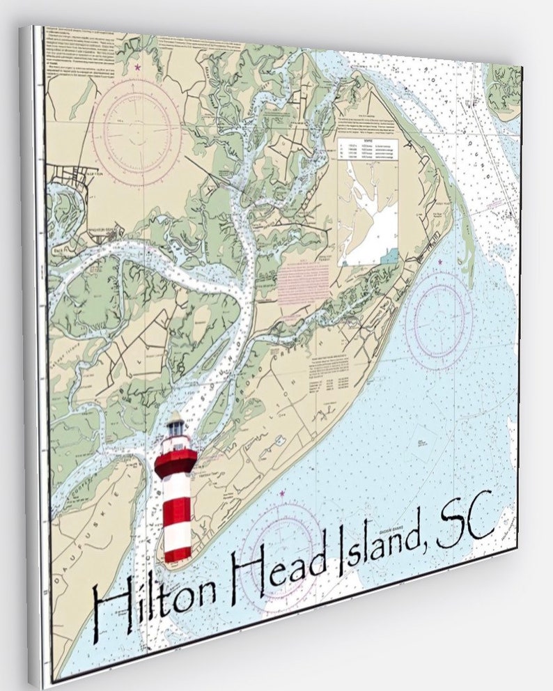 Custom Hilton Head Island Nautical Chart Canvas Wrap Hilton Etsy
