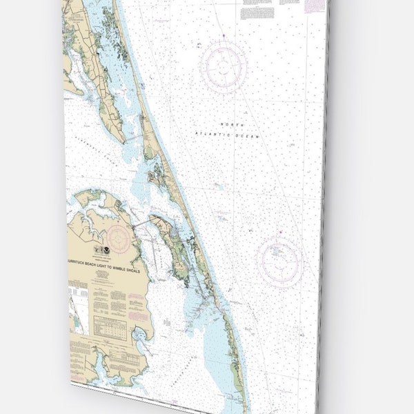 Outer Banks Nautical Chart on Canvas , Outer Banks North Carolina Nautical Chart art. Canvas , Custom Charts art  24"x36", Nagshead Nautical