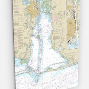 Mobile Bay Nautical Chart Canvas, Mobile Bay Alabama Nautical Chart art. Arte de Mobile Bay em tela, impressões de cartas náuticas personalizadas 30"x40"