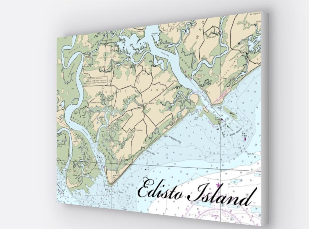 Edisto Island Nautical Chart , Edisto Beach South Carolina Canvas Print