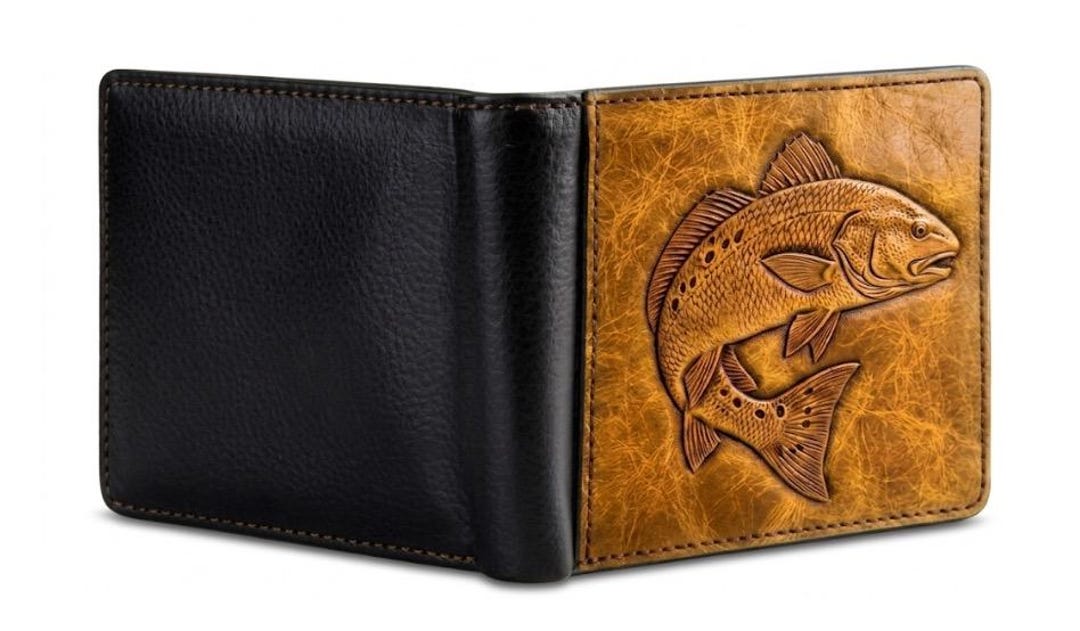 Real Fish Wallet Men’s Fish Design Wallet , Redfish Wallet Bifold Printed Men’s Wallet ...