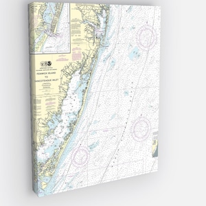 Ocean City, Chincoteague, Tayloreville, Bishopville, Maryland, Virginia - Nautical Map / Chart - Printed on Canvas / Chart 24&quot; x 36&quot;