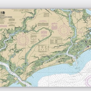 Kiawah Island, James Island, Folly Beach, Seaausgabe Island, South Carolina - Seekarte - Gedruckt auf Leinwand, kostenloser Versand