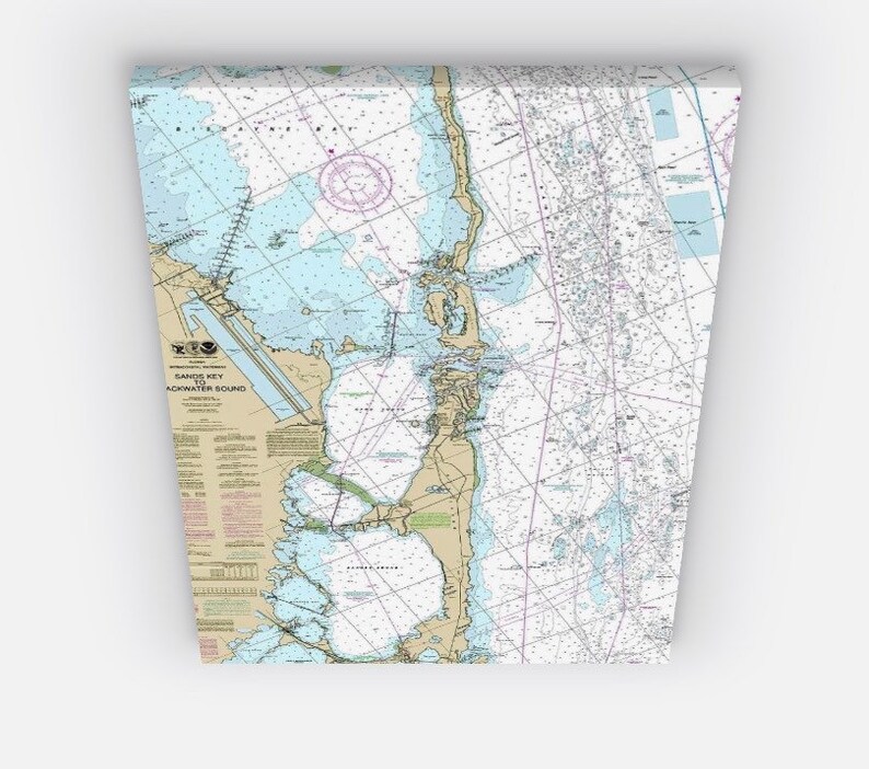 Key Largo, Elliot Key, Florida Nautical Map / Chart Printed on Canvas