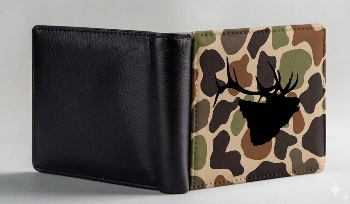 Men’s Camo Wallet Elk Design , Wallet Bifold Printed Men’s Bill Fold ...