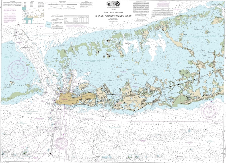 Vaca Key Navigation Chart Florida Keys Nautical Charts Canvas , Key West Nautical , Key West ...