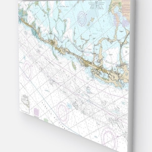 Islamorada, Plantation, Tavernier, Key Largo, Florida - Upper Matecumbe Key, nautische kaart/kaart - gedrukt op canvas, gratis verzending
