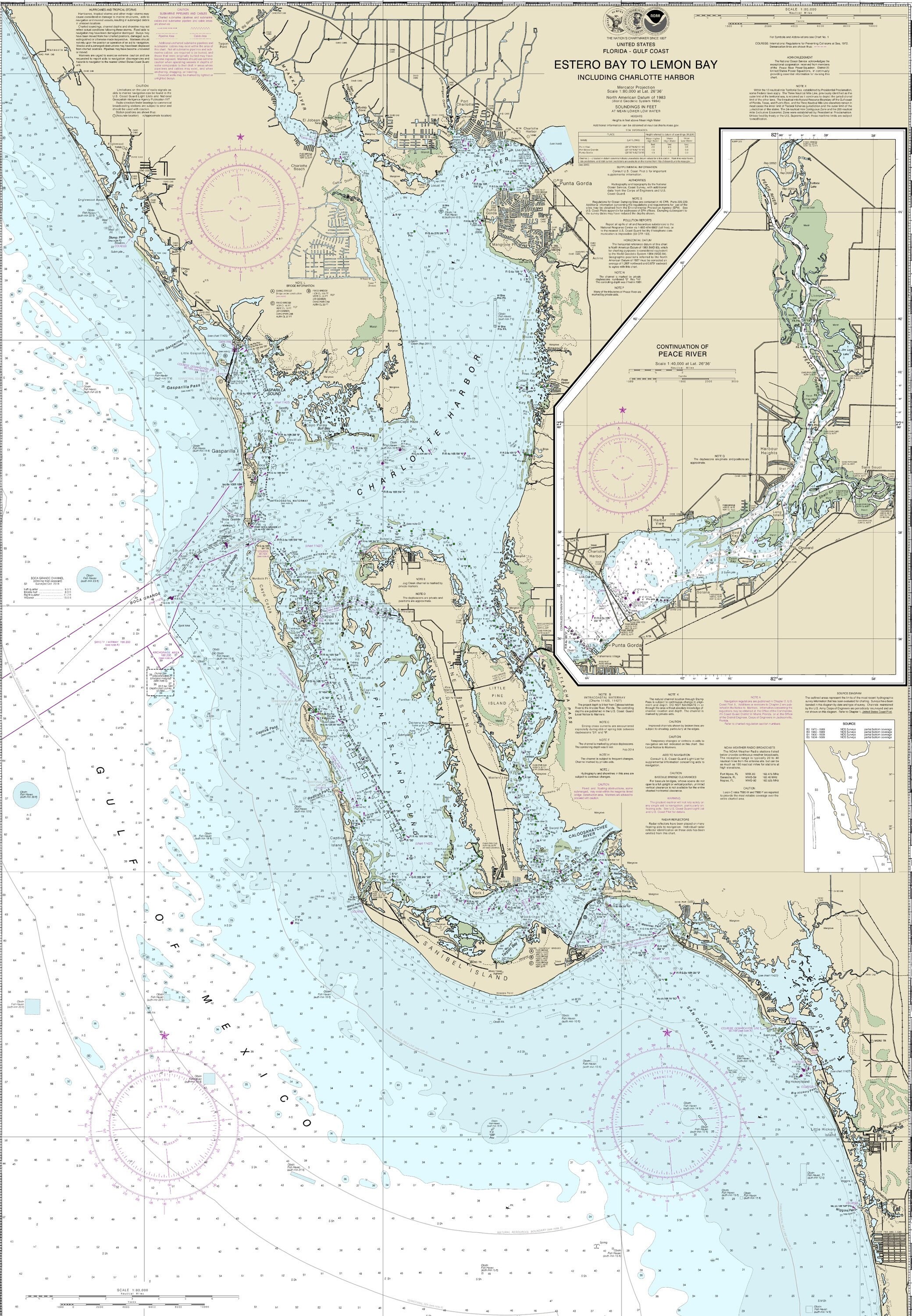 Sanibel Island Nautical Chart on Canvas , Sanibel Island Florida