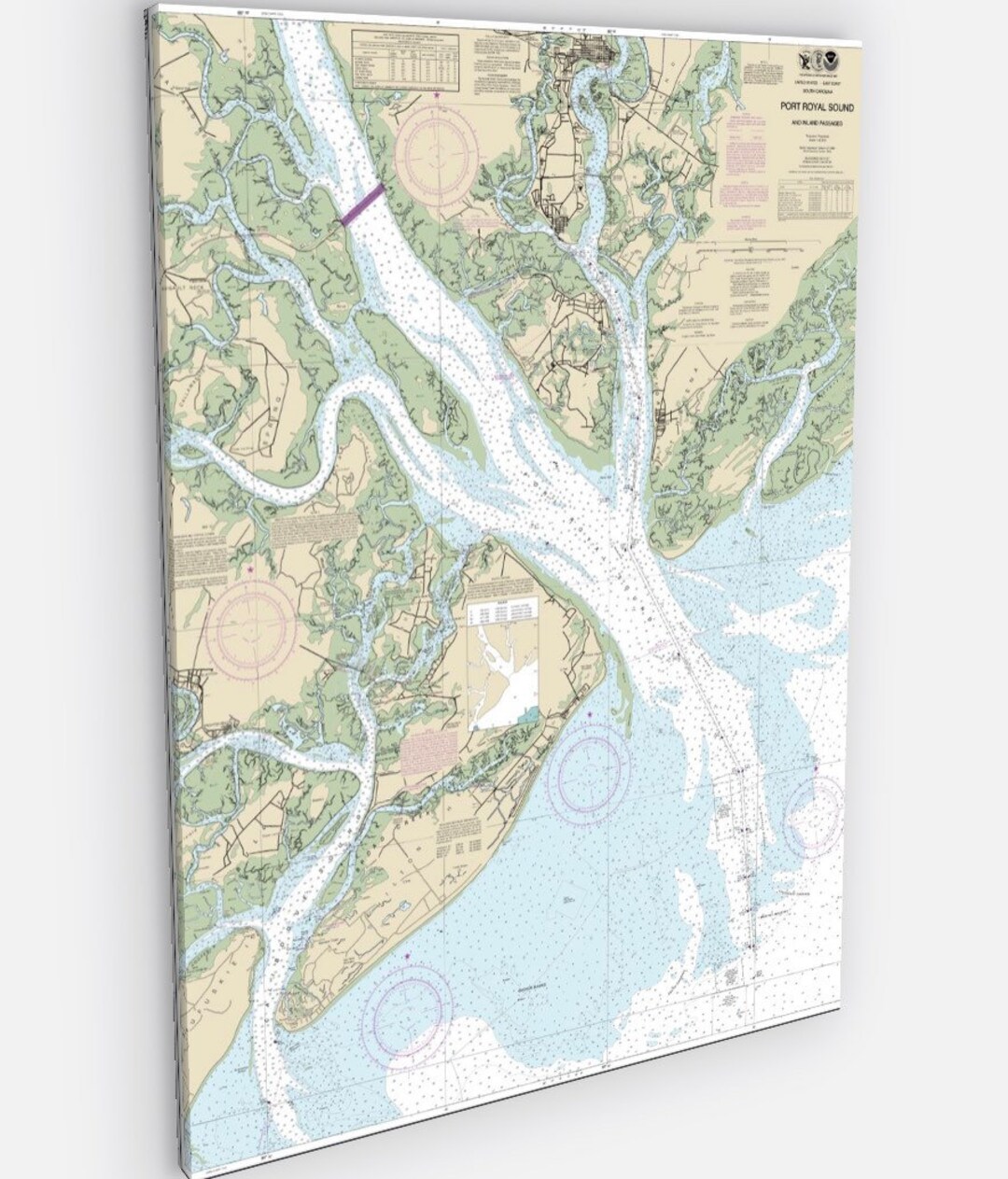 Hilton Head Nautical Chart on Canvas , Hilton Head Island Nautical