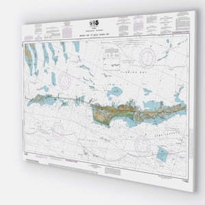 Marathon Big Pine Key, Sugarloaf Key, Cudjoe Key, Ramrod Key, Torch Keys, Florida - Mapa/gráfico náutico - Impreso en lienzo gráfico de 30" x 40"