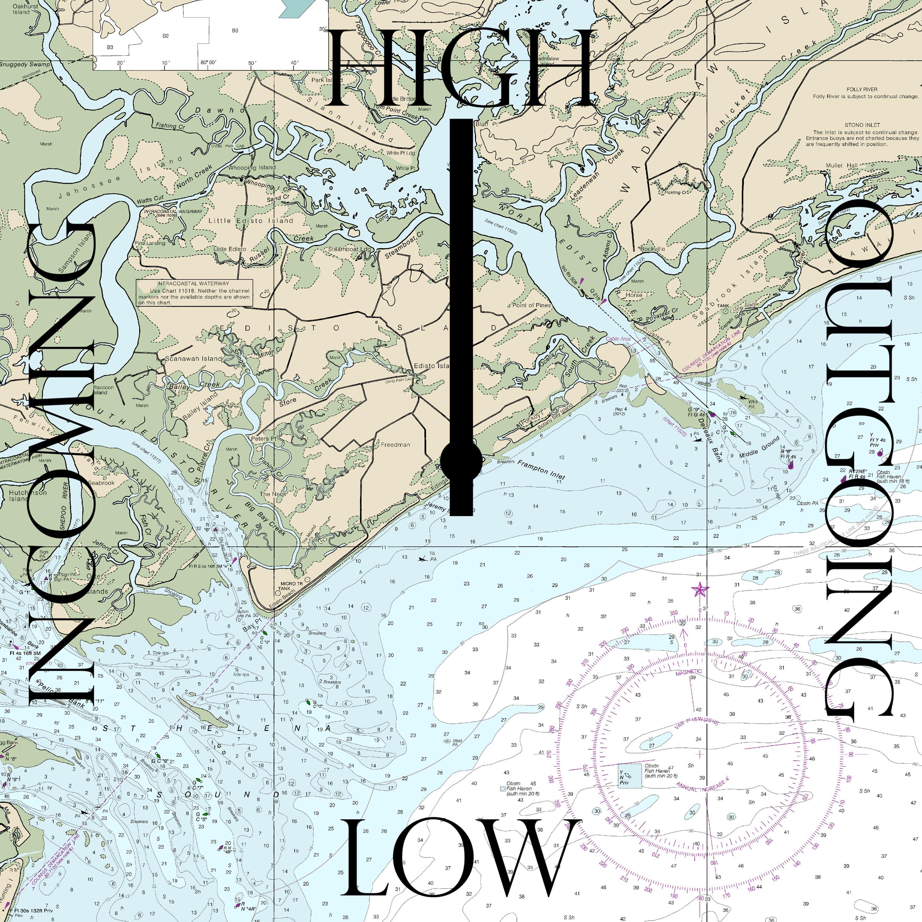 Edisto Island South Carolina / Kiawah Island /seabrook / Nautical Chart