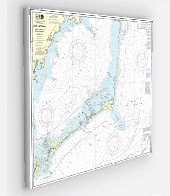 Hatteras North Carolina Island Nautical Chart 36x24canvas Prints, Outer  Banks Canvas Art Prints , Hatteras Nc Art , Hatteras Island Fishing 