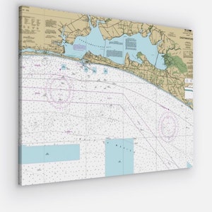 Destin, Choctawhatchee Bay, Fort Walton Beach, Niceville, Valparaiso, Florida - Nautische kaart / kaart - Gedrukt op canvas, Destin nautisch