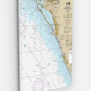 Sarasota, Bradenton, Venecia, Long Boat Key, Siesta Key, Palmetto, Florida - Mapa / Carta Náutica - Impreso en lienzo, Envío gratuito
