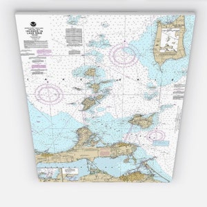 Sandusky, Lakeside, Port Catherine, Catawbas Island, Kelley Island, Bass Islands, Ohio - Seekarte - Canvas Versandkostenfrei