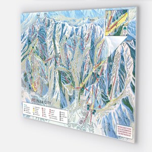 Park City (Utah) skiroutekaart canvas wrap, 30 x 40 inch muurkunst, Park City skipiste kaart kunstafdrukken, aangepaste skipistekaarten op canvas