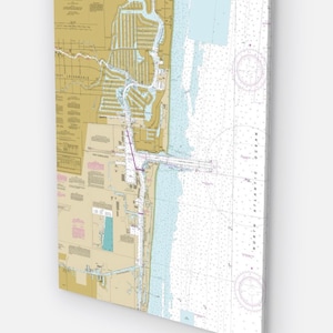 Carta nautica di Fort Lauderdale Florida su tela Jupiter Fl tela, carta nautica arte. Tela, Florida del sud 30"x40" Fort Lauderdale