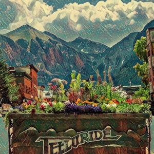 Telluride Colorado Canvas Wrap, art , Telluride canvas Print 24”x20”  wall canvas print. Telluride Colorado art, telluride ski trail prints